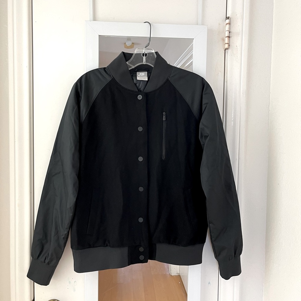 NIKE Womens Wool Destroyer Varsity Letterman Bomber Jacket